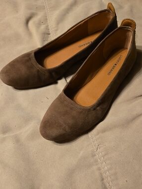 Lucky Brand Taupe Suede Slip-On Ballet Flats